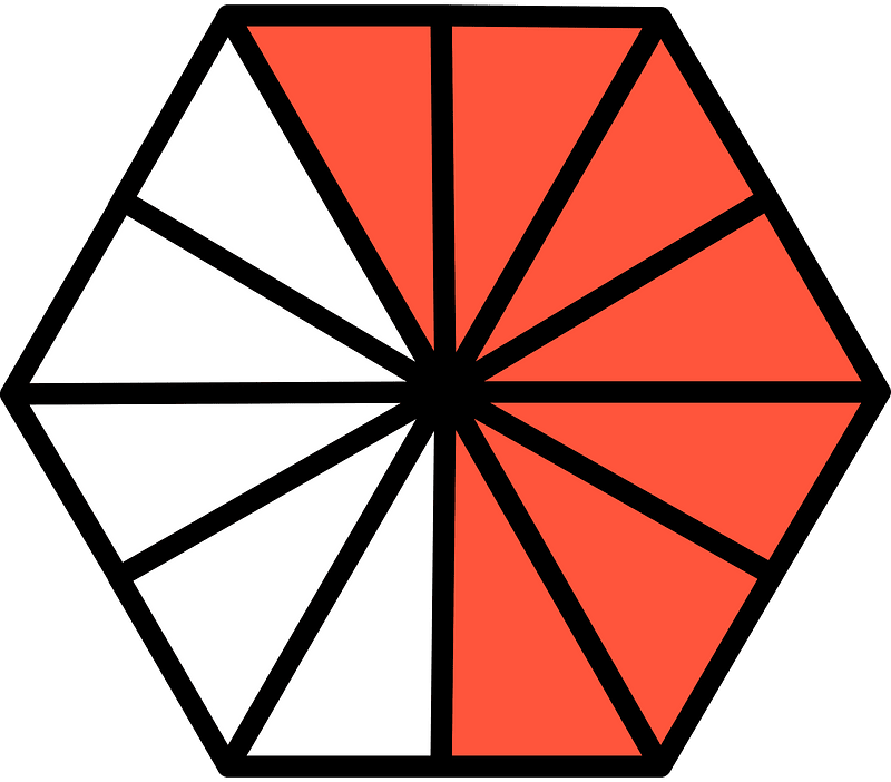 Vermilion Hexagon Fraction 7:12