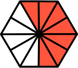 Vermilion Hexagon Fraction 7:12