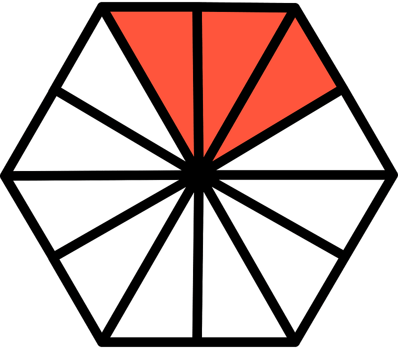 Vermilion Hexagon Fraction 3:12
