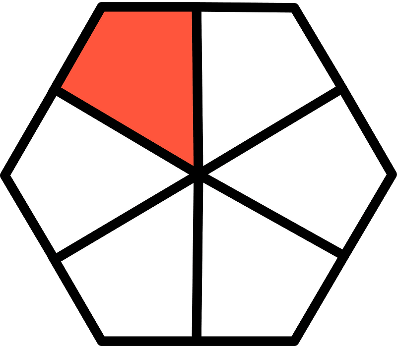 Vermilion Hexagon Fraction 1:6
