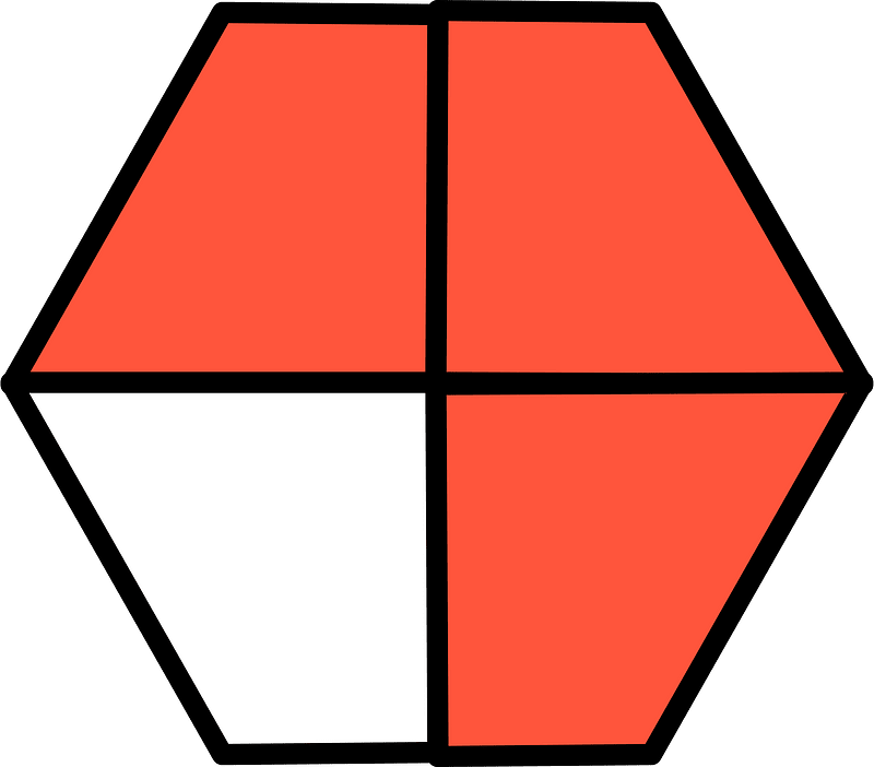 Vermilion Hexagon Fraction 3:4