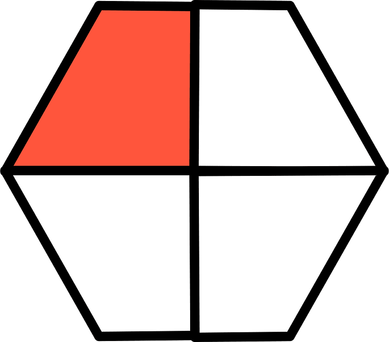 Vermilion Hexagon Fraction 1:4