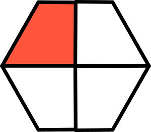 Vermilion Hexagon Fraction 1:4