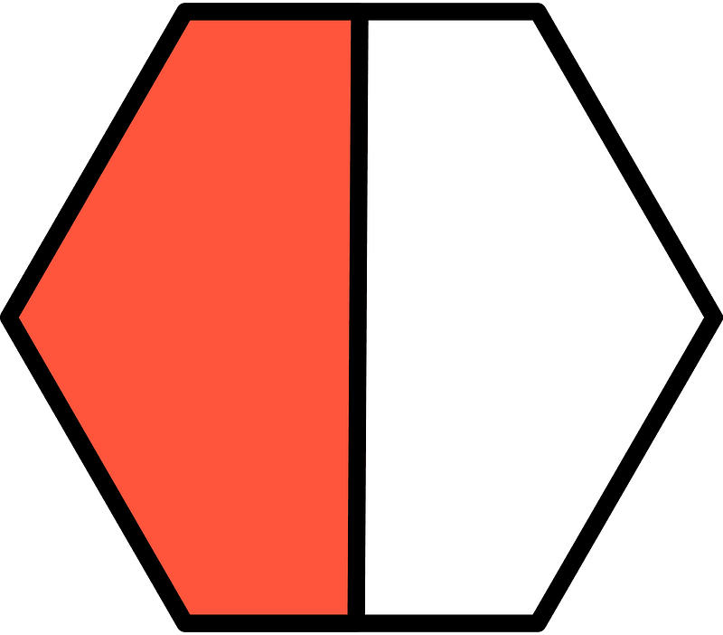 Vermilion Hexagon Fraction 1:2