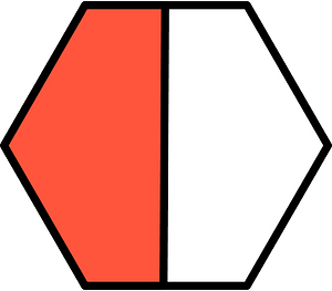 Vermilion Hexagon Fraction 1:2