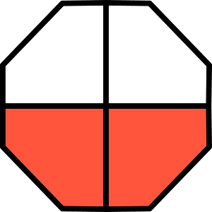 Vermilion Octagon Fraction 2:4