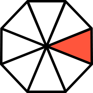 Vermilion Regular Octagon Fraction 1:8