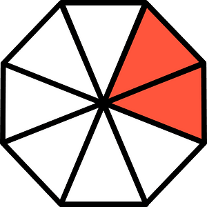 Vermilion Regular Octagon Fraction 2:8