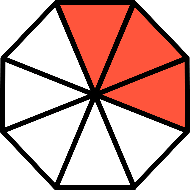 Vermilion Regular Octagon Fraction 3:8