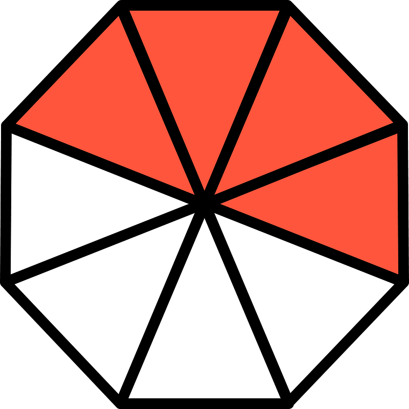Vermilion Regular Octagon Fraction 4:8