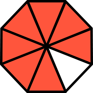 Vermilion Regular Octagon Fraction 7:8
