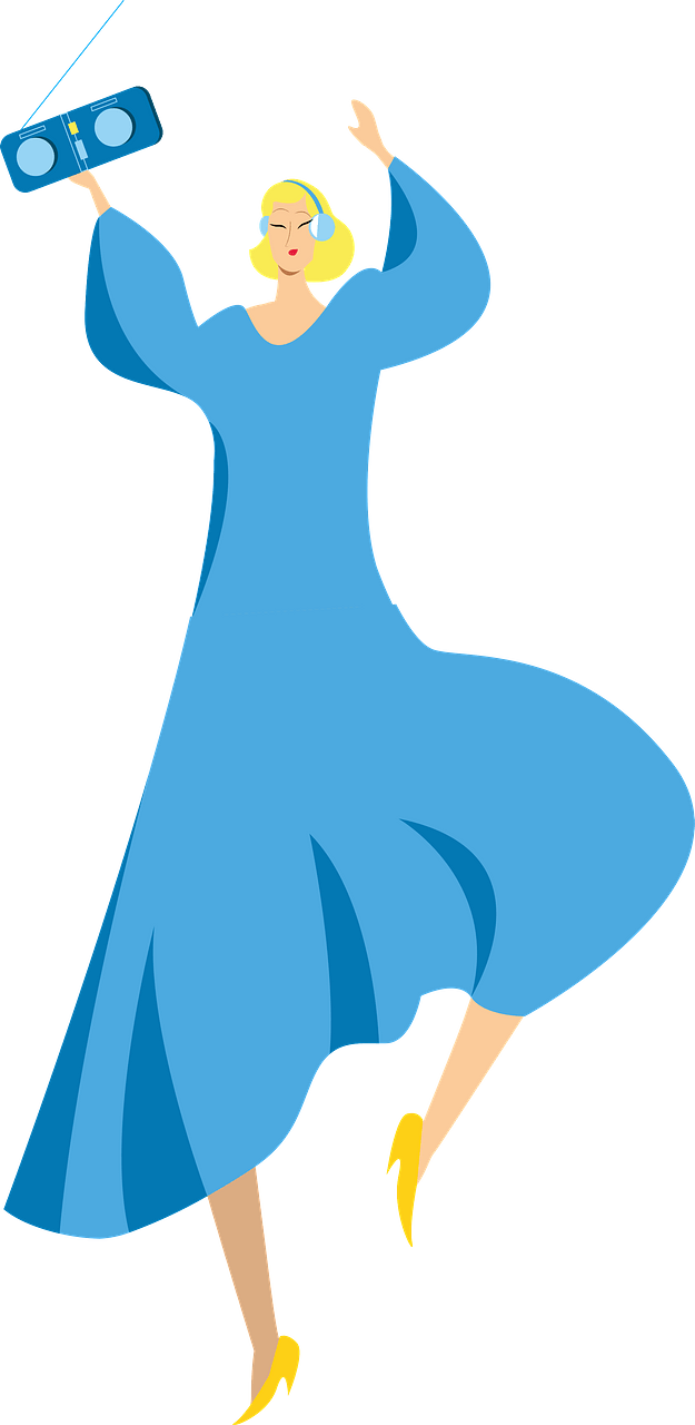 Woman in a blue dress dancing