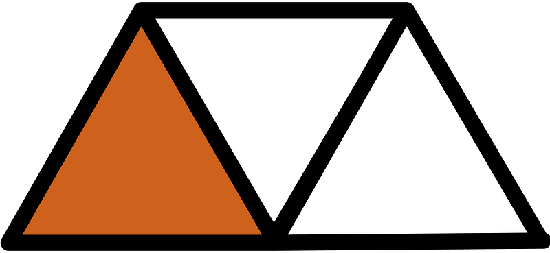 Orange-Brown Triangles Fraction 1:3