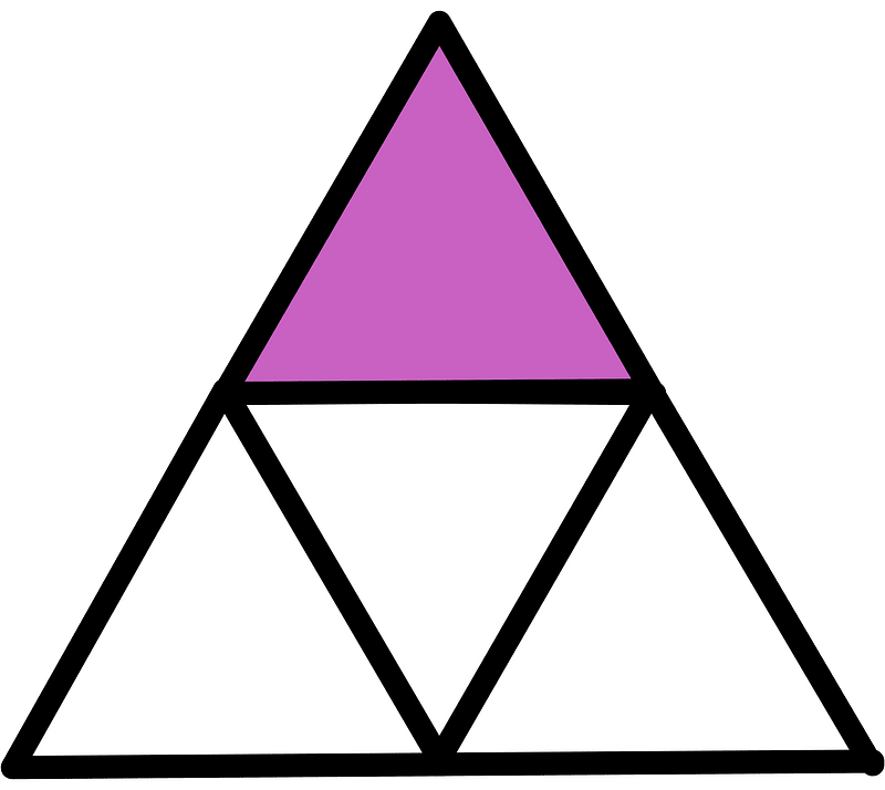 Magenta Triangle Fraction 1:4