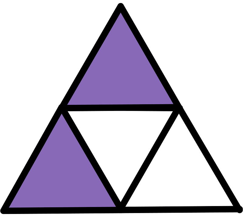 Violet Triangle Fraction 2:4