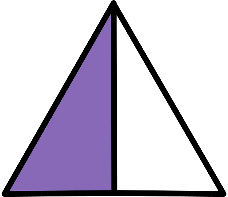 Violet Triangle Fraction 1:2