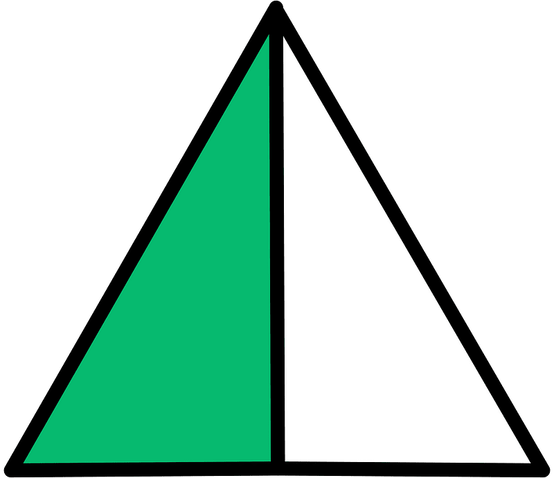 Green Triangle Fraction 1:2