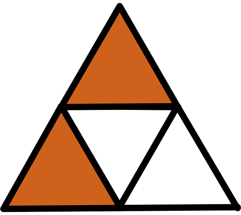 Orange-Brown Triangle Fraction 2:4