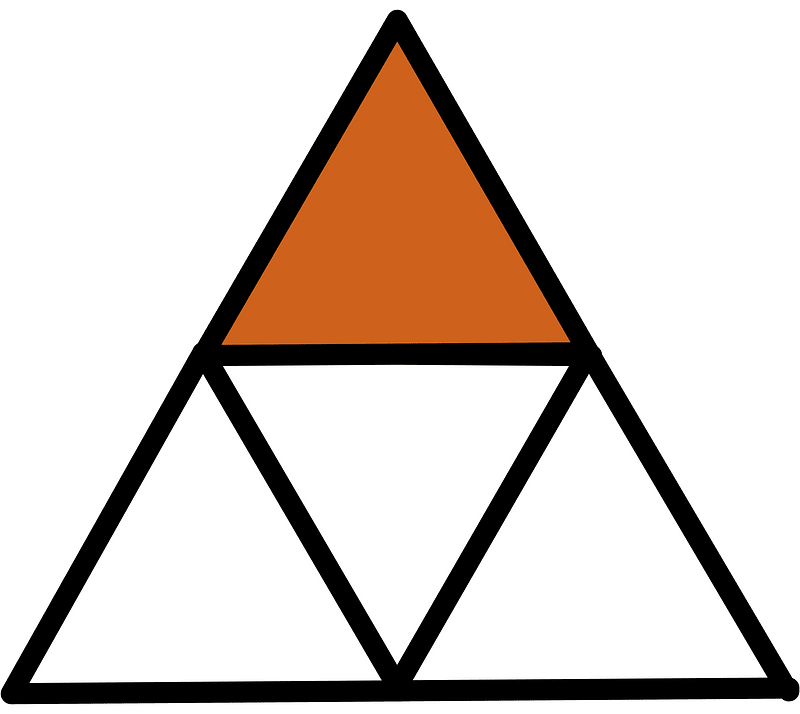 Orange-Brown Triangle Fraction 1:4