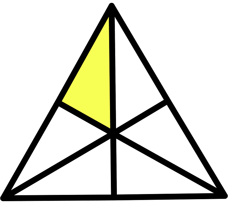 Yellow Triangle Fraction 1:6