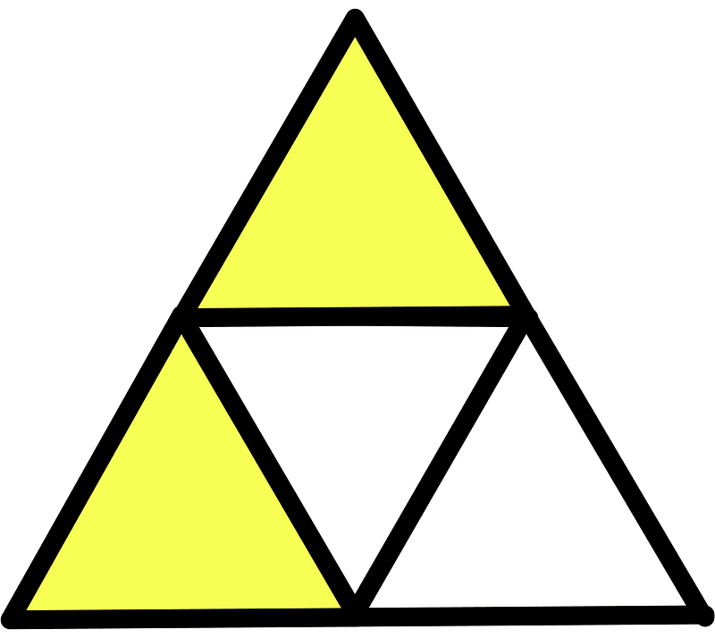 Yellow Triangle Fraction 2:4