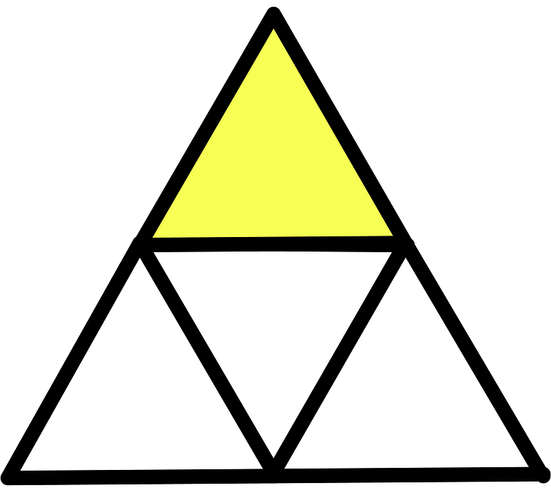 Yellow Triangle Fraction 1:4