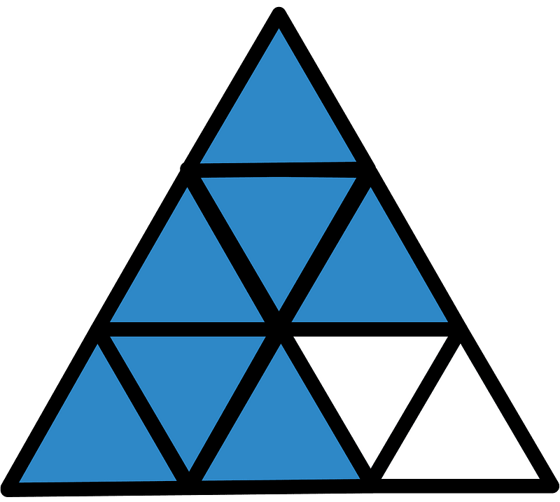 Blue Triangle Fraction 7:9