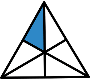 Blue Triangle Fraction 1:6