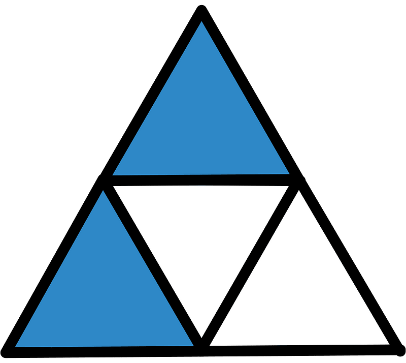 Blue Triangle Fraction 2:4