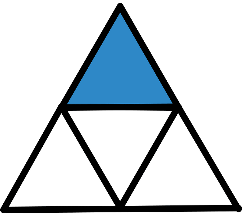Blue Triangle Fraction 1:4