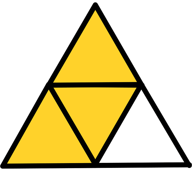 Yellow-Amber Triangle Fraction 3:4