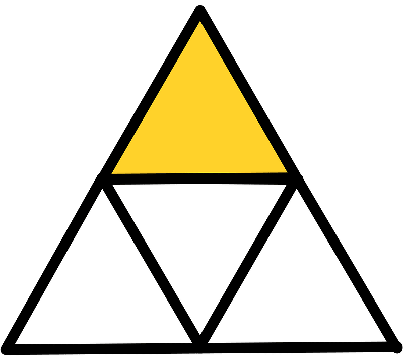 Yellow-Amber Triangle Fraction 1:4