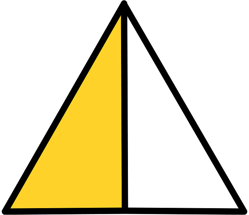 Yellow-Amber Triangle Fraction 1:2