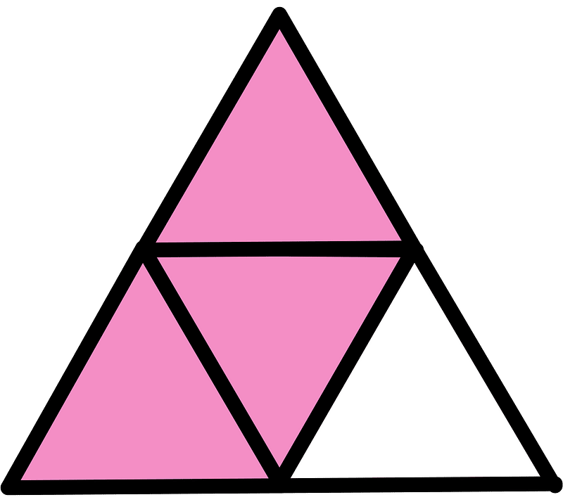 Purple Triangle Fraction 3:4