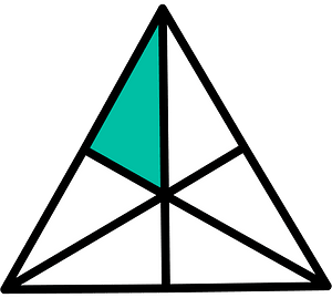 Teal-Green Triangle Fraction 1:6