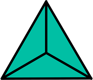 Teal-Green Triangle Fraction 3:3
