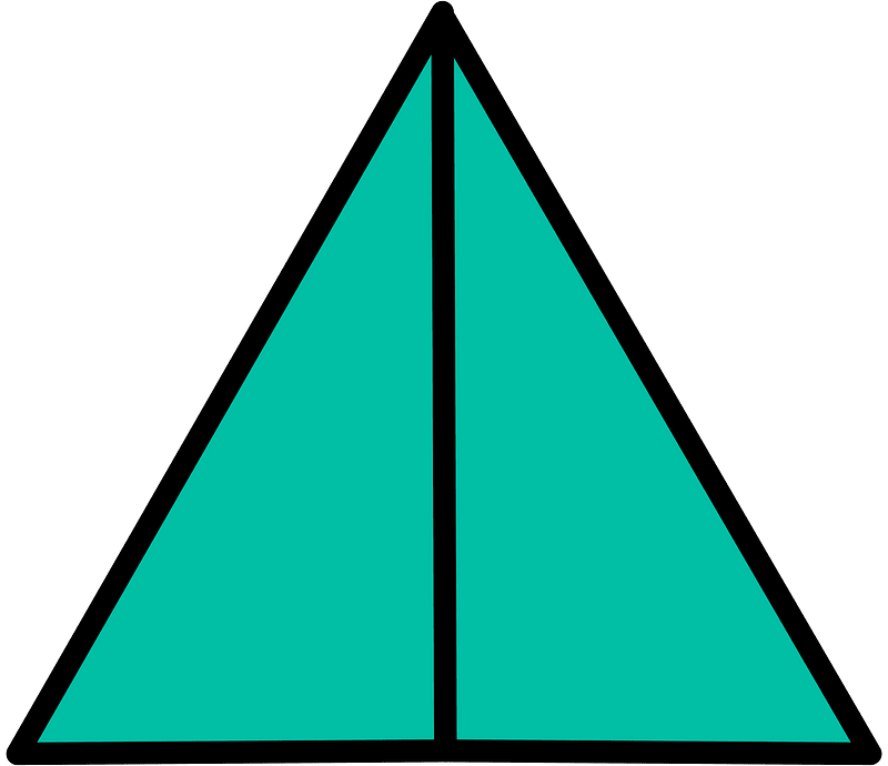 Teal-Green Triangle Fraction 2:2