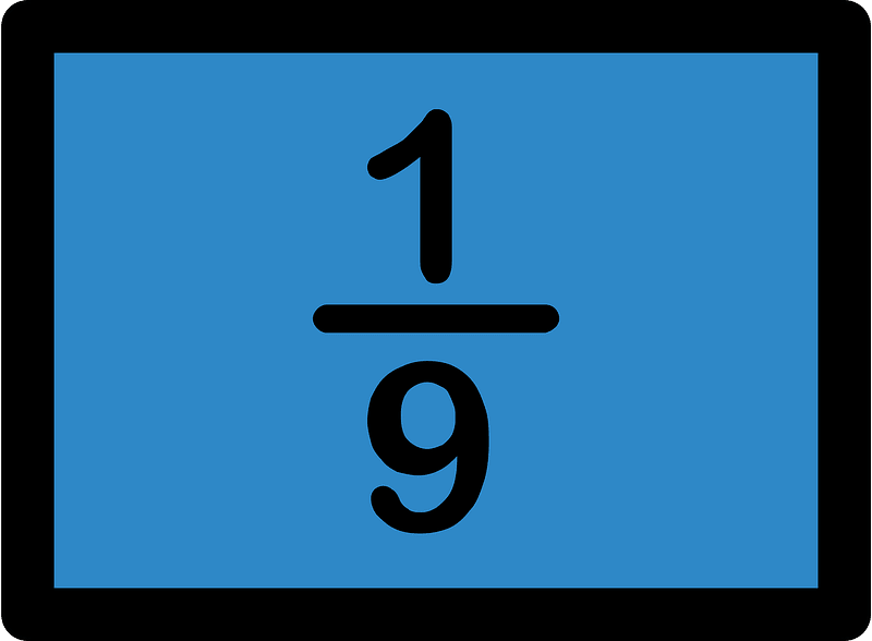 Blue Strips Fractions 1:9