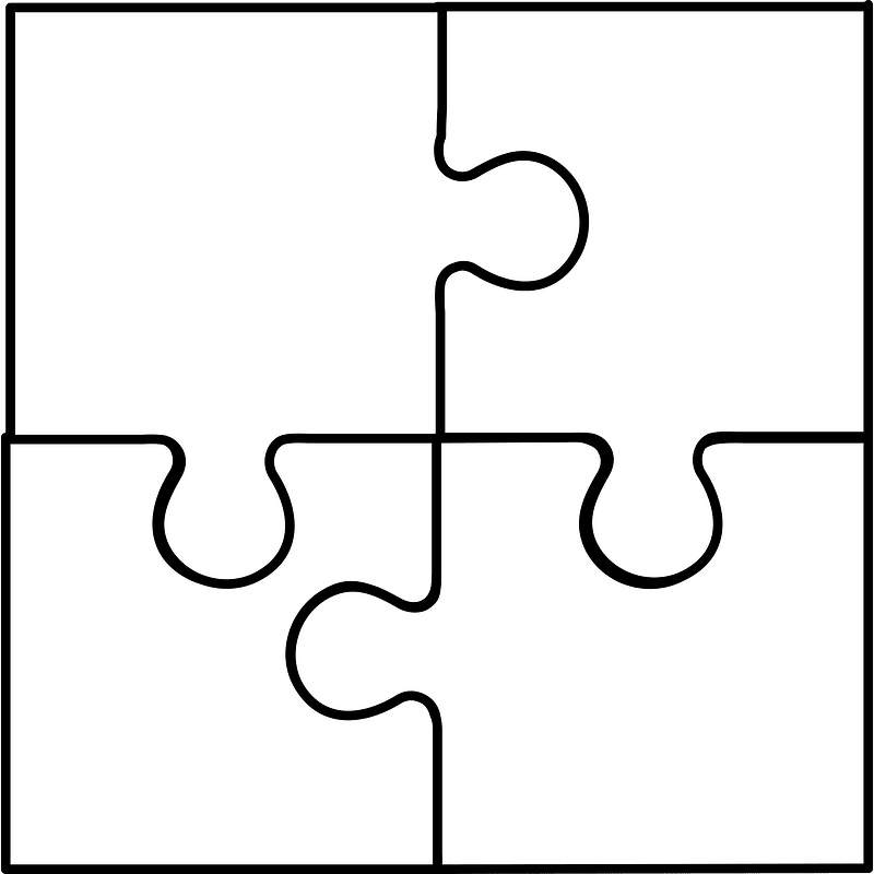 White jigsaw puzzle of 4 pieces