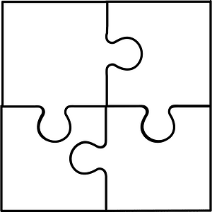 White jigsaw puzzle of 4 pieces
