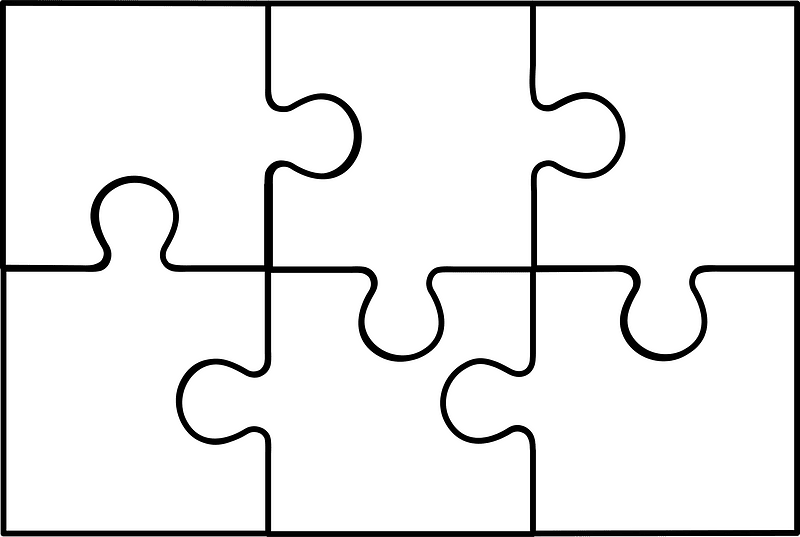 White jigsaw puzzle of 6 pieces