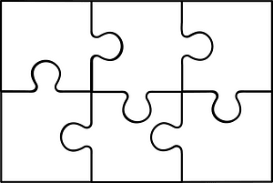 White jigsaw puzzle of 6 pieces