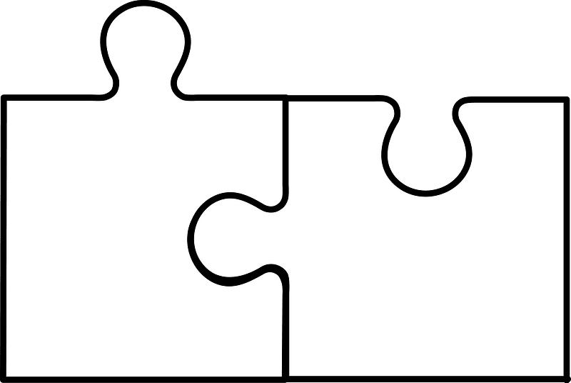 White jigsaw puzzle of 2 pieces