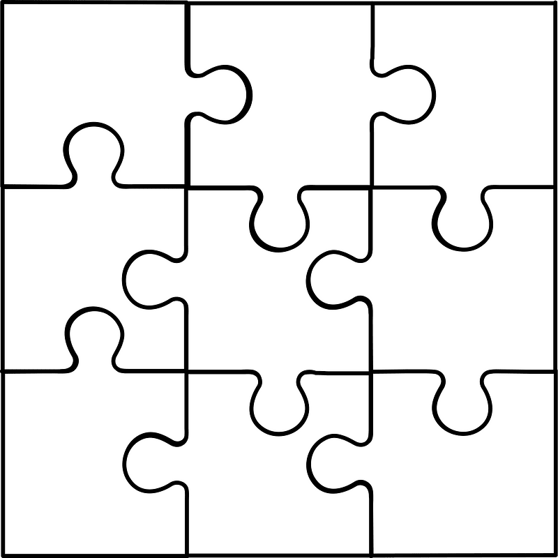 White jigsaw puzzle of 9 pieces