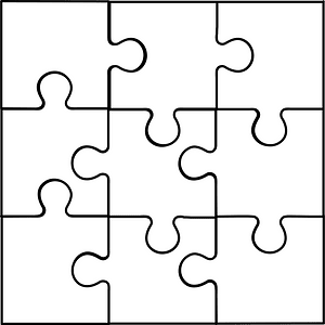 White jigsaw puzzle of 9 pieces