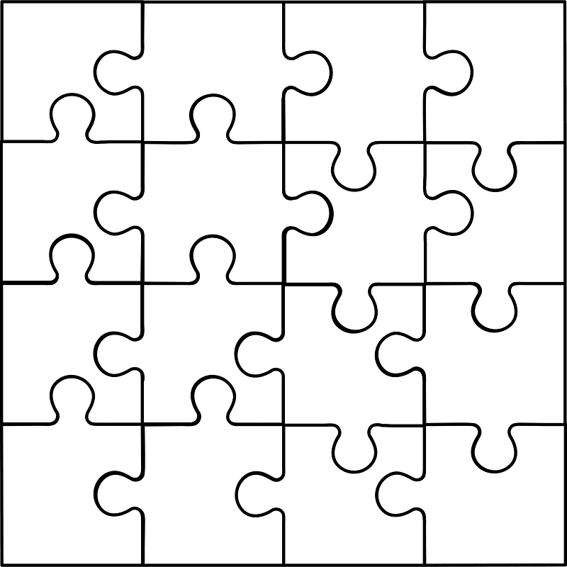 White jigsaw puzzle of 16 pieces