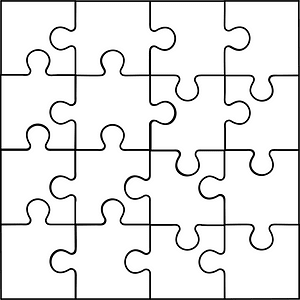 White jigsaw puzzle of 16 pieces