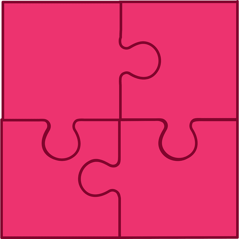 Pink jigsaw puzzle of 4 pieces