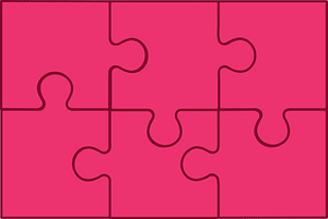 Pink jigsaw puzzle of 6 pieces