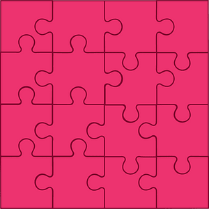 Pink jigsaw puzzle of 16 pieces